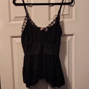 Elegant Black Lace Trim Women's Top